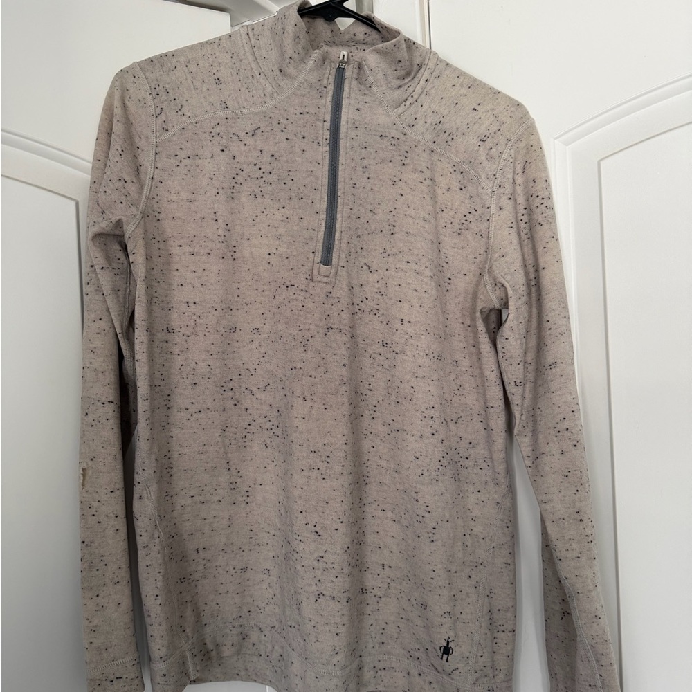 Smartwool Women's Light Gray Speckled 1/4 Zip-Up Sweater